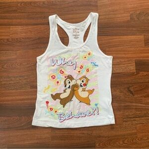 Disney Chip N Dale Glitter Racerback Tank Juniors Large Girls Summer Colorful